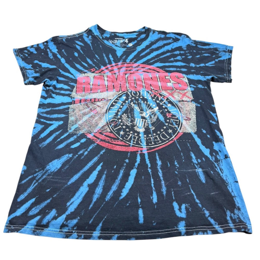 Ramones 1-2-3-4 Punk Rock Band Shirt Tie Dye Graphic Tee – Men's Medium Blue